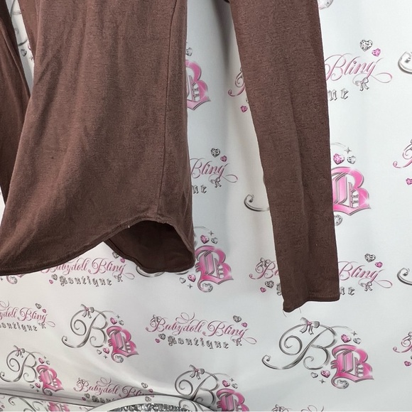 Wilfred free long sleeve top swoop neck round stretch Chocolate Long Sleeve Tee - Picture 9 of 13
